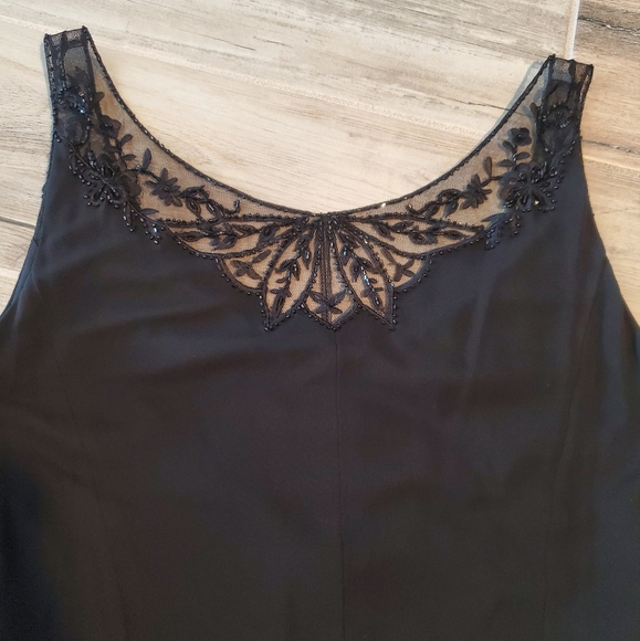 Vtg Remini By Shaw 10 Black Beaded Gown Maxi Dress Romantic 90s Gothic Formal - Picture 7 of 8